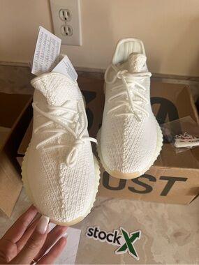 Yeezy Cream White Knit Sneakers